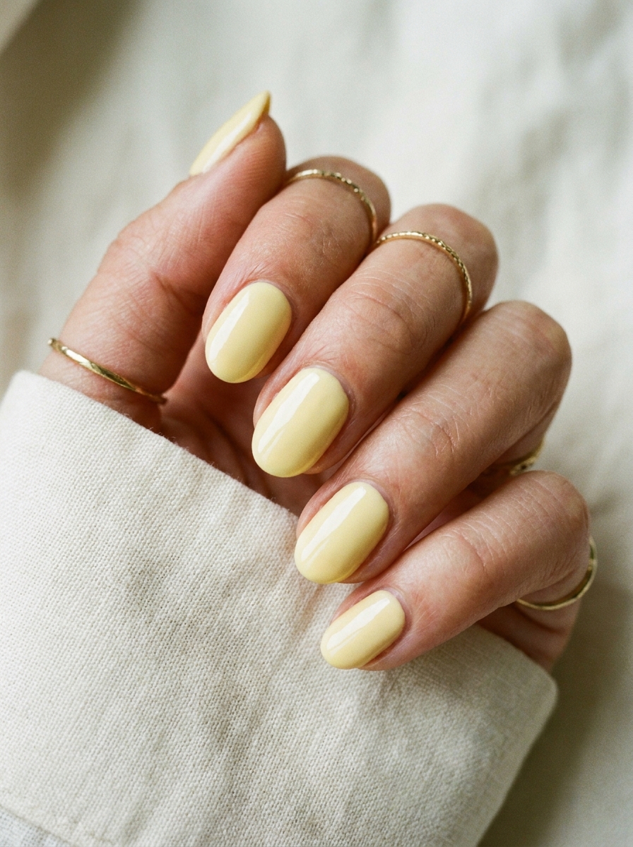 Butter Yellow Nails als Einfache Nageldesigns Sommer Inspiration 2026